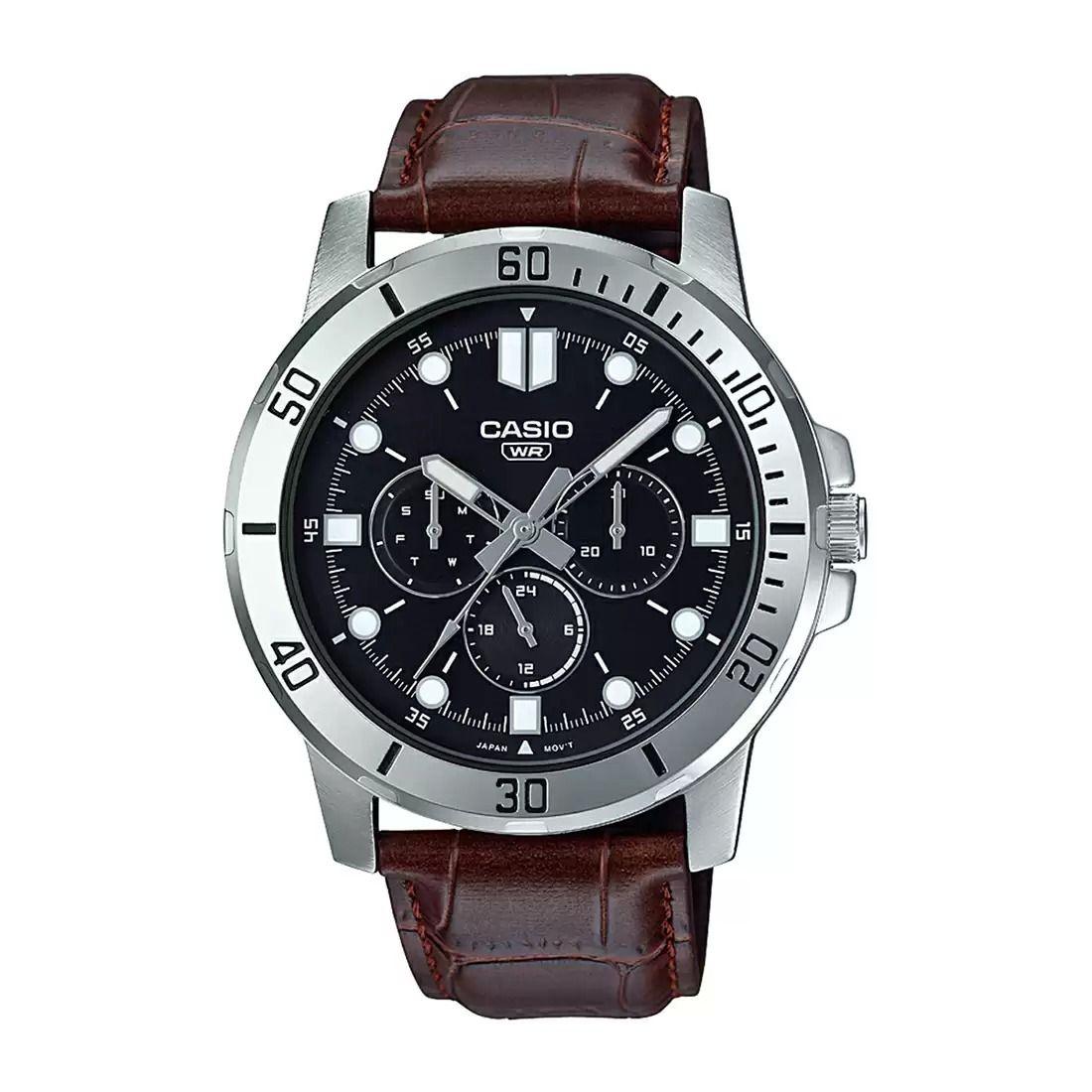 

Мужские часы с коричневым кожаным ремешком, Brown Leather Men s Watch, Casio
