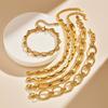 Vnox Stainless Steel 18K Gold Plated Link Geometric Cable Chains, Stacked Bracelet For Women, Waterproof Jewelry Gifts