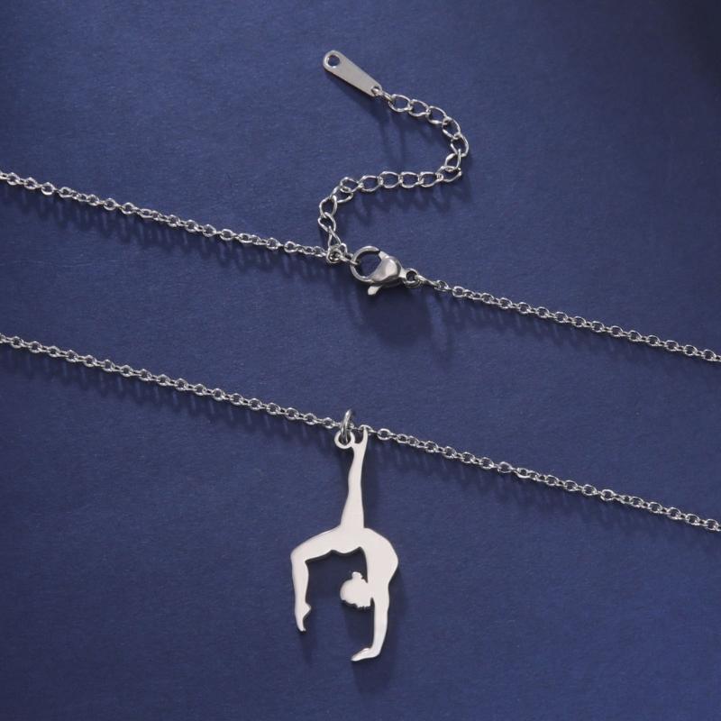 Módní náhrdelník s přívěskem pro uměleckou gymnastiku, přenosná dekorace pro trendy ženy, šperk s přívěskem z nerezové oceli