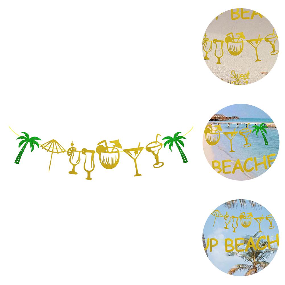 1 Set Seaside Beach Party Banner Bunting Summer Party Photo Booth Decor Bunting Glitter Banner