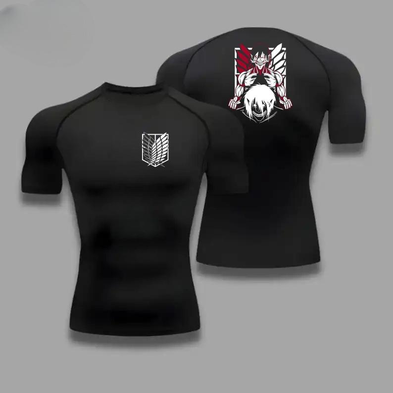 ErenYeager Oblečení Fitness Kompresní Běžecké Tričko Pánské Topy Netopýří Potisk Pánské Rychleschnoucí Posilovna Sportovní Oblečení Dresové Tričko pro Muže