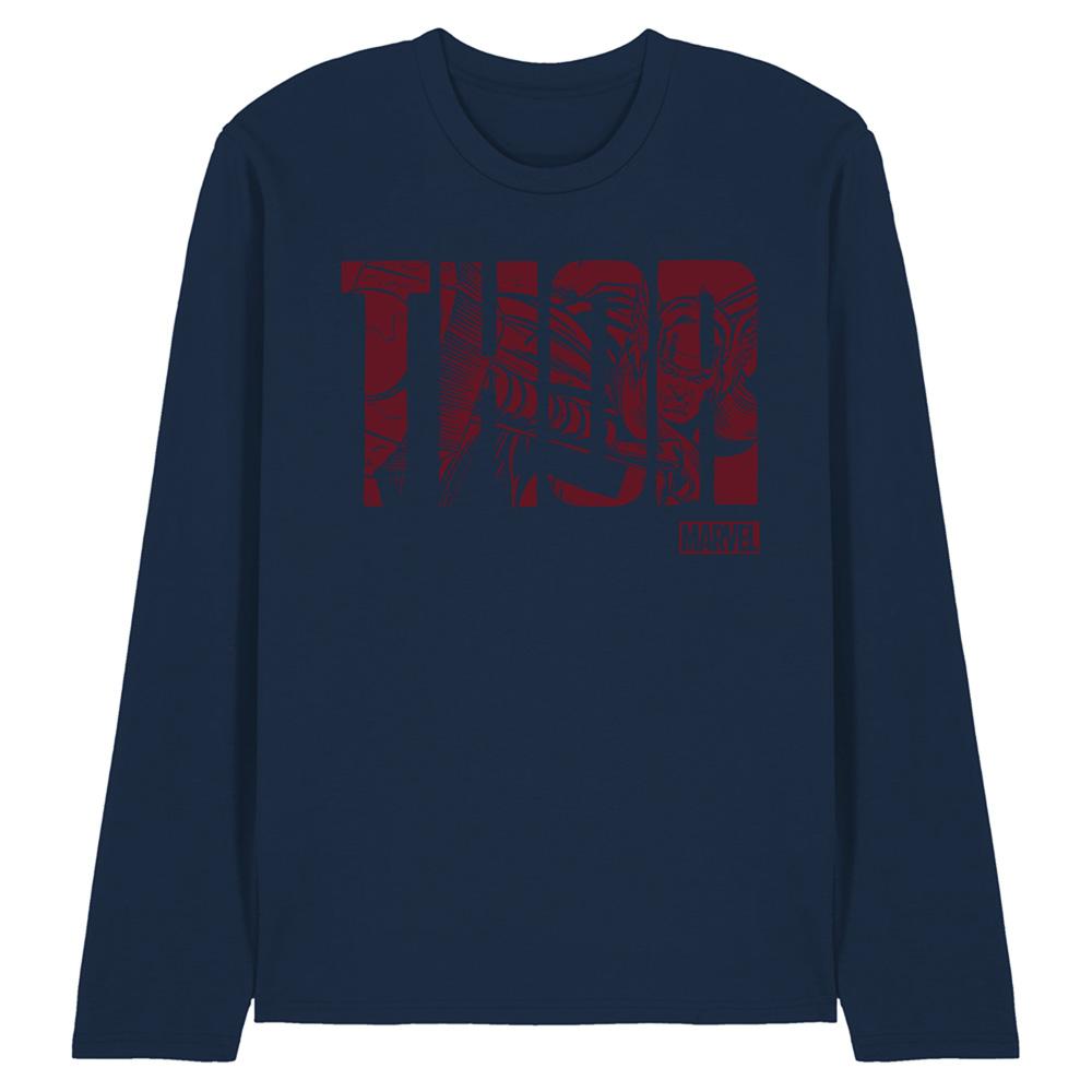 Marvel Unisex Adult Thor Text Long-Sleeved T-Shirt