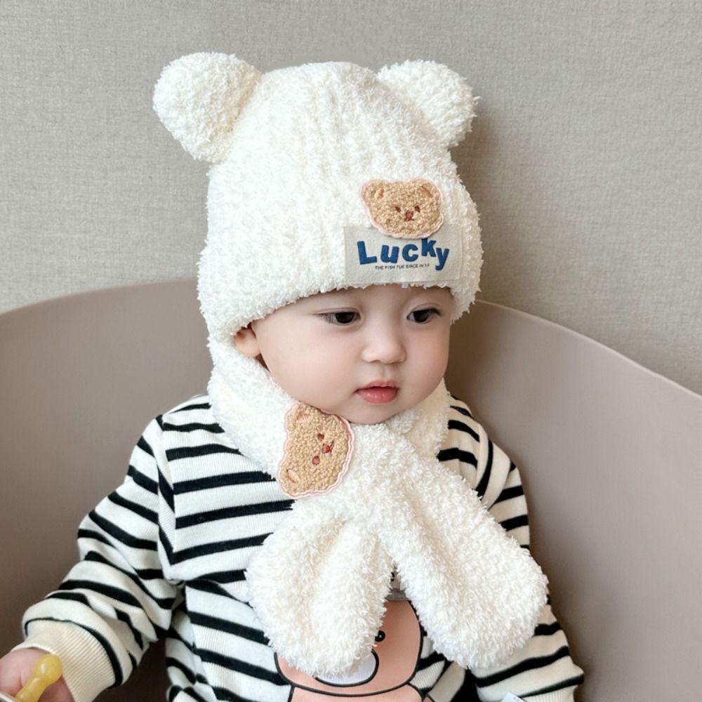 Medvědí Dětská Háčkovaná Čepice Jednobarevná Dětská Čepice na Ochranu Uší Podzimní Dětská Čepice se Šálou Venkovní