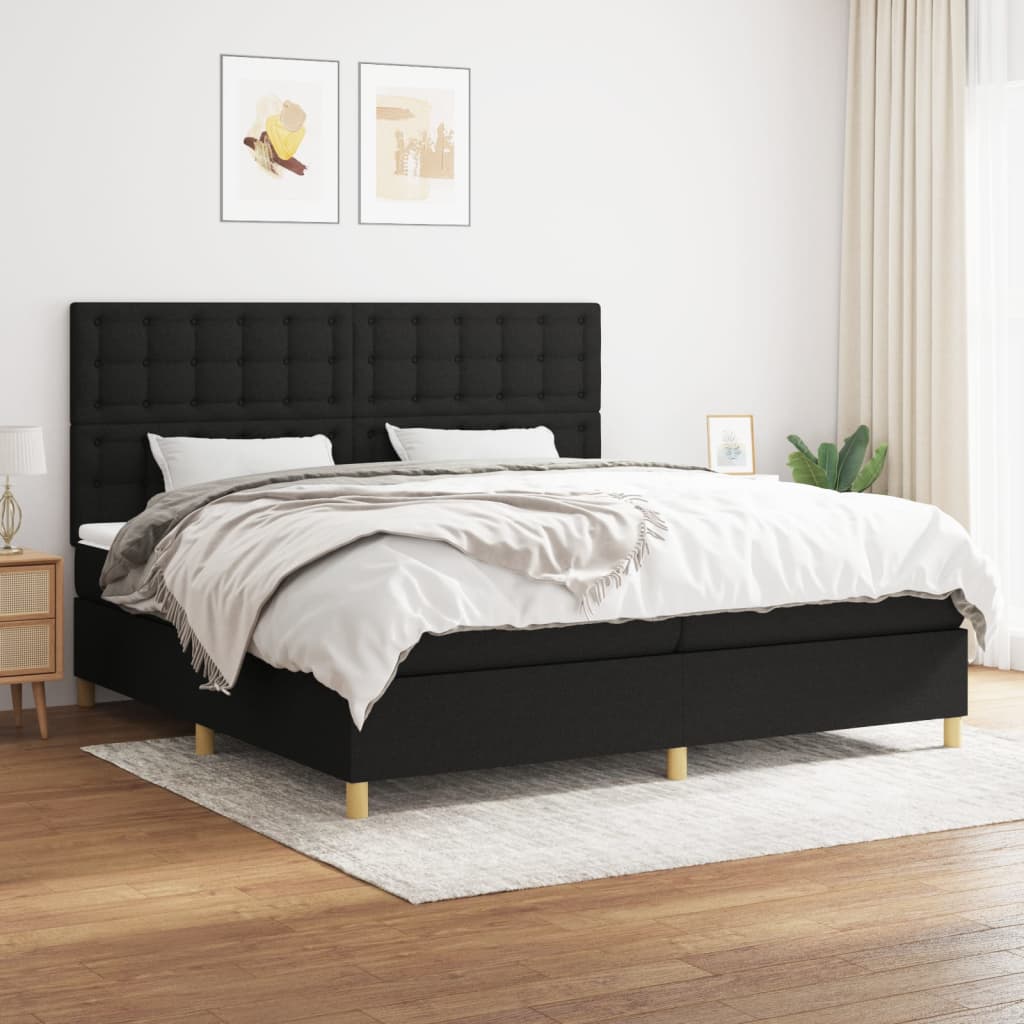Vidaxl Letto Continentale Con Materasso, Nero, Tessuto, 200X200 Cm