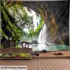 2D Jungle Cave Waterfall Wall Tapestry Tropical Scenery Background Cloth