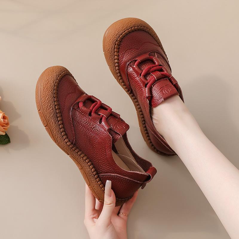 Fashion New autumn tied up flats woman genuine leather moccasins shoes for women luxury comfort flats oxfords shoes ladies casual loafer