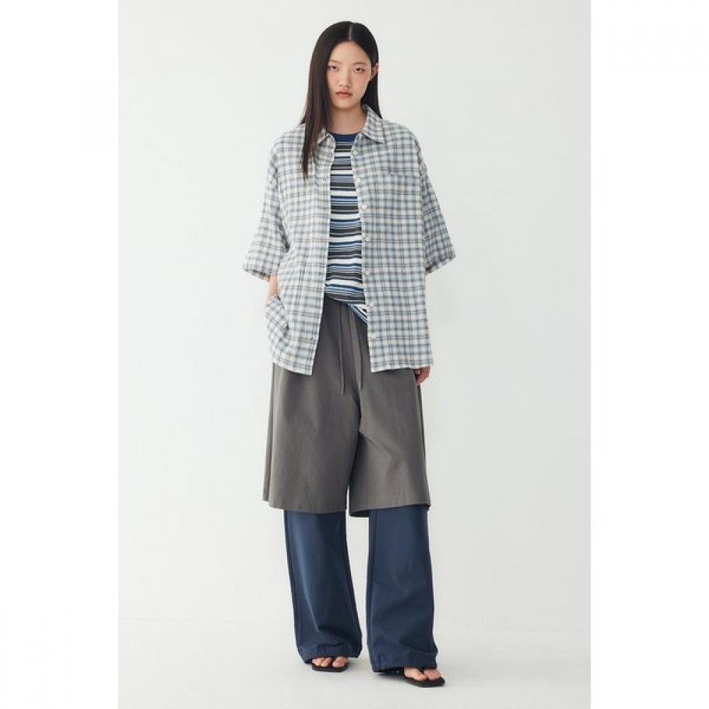 

Studio Tomboy Oversized Check Short Sleeve Shirt 9176221989ar 51 (blue)/One size