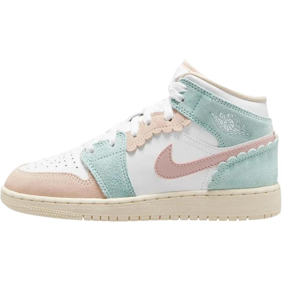 (GS) Air Jordan 1 Mid SE Pink Oxford Jade Ice Kids DZ5361-100 EU 35.5