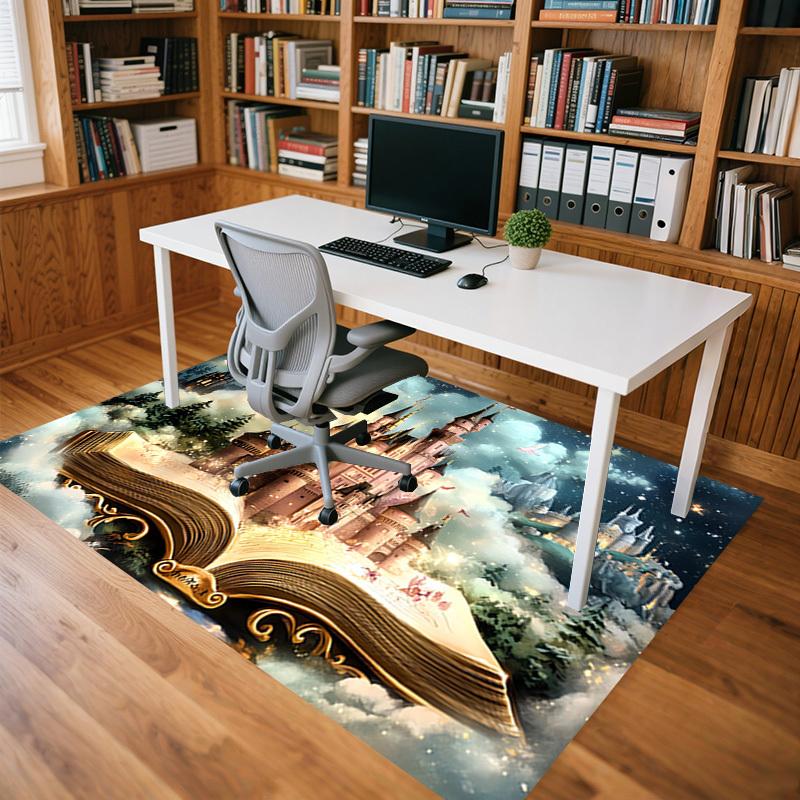 castle fantasy Crystal Velvet chair mat Area Rug - Non-Slip, Floor Mat, Office Desk Chair Rugs, Bedroom Decor.Christmas Gift-1106151