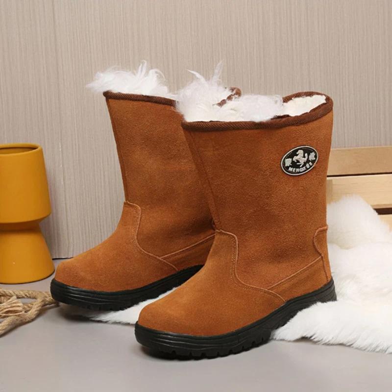 

Мужские меховые зимние ботинки для кемпинга на открытом воздухе, плюшевые, длинные, плюшевые, сохраняющие тепло, для снежных полей, водонепроницаемые, нескользящие, охотничьи ботинки для мужчин, зима-30 градусов 38 коричневый