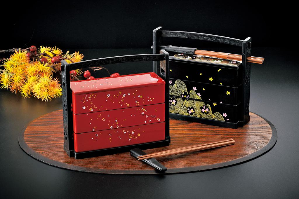 Tatsumiya Outdoor Tea Ceremony Lunch Box with Sakura 303032 (600ml) Handle, Pattern,