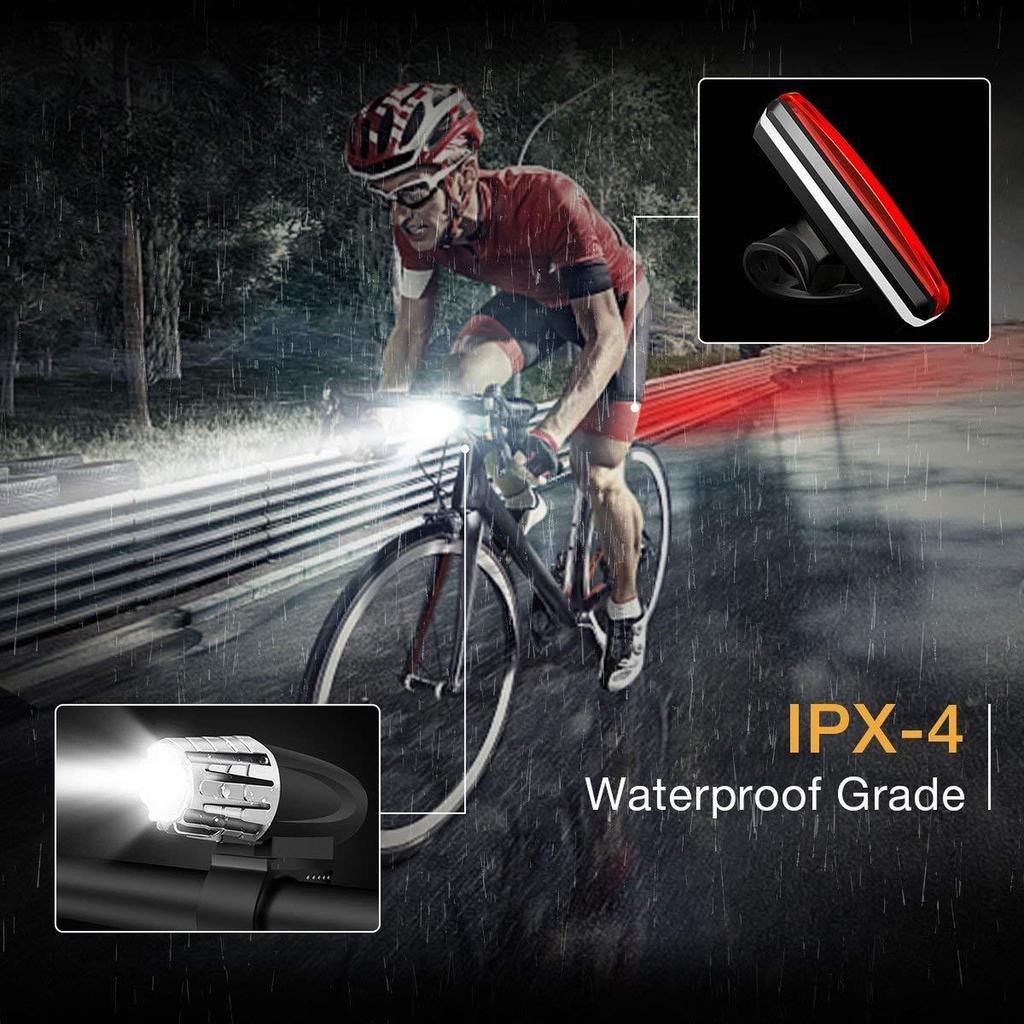 Bike Lights Lights Front and Back USB Rechargeable Bike Light Set Super Bright Front and Rear Flashlight LED Headlight T