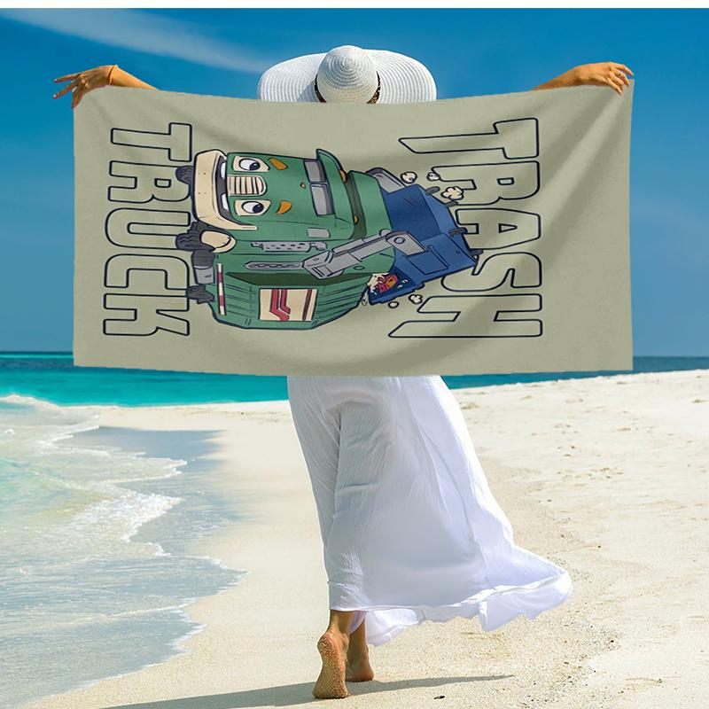 Ultra-Soft Beach Towel with Trash Truck Theme,Ideal for Pool - Camping, Diving - Perfect Travel Essential, Vibrant Beach Towel.
