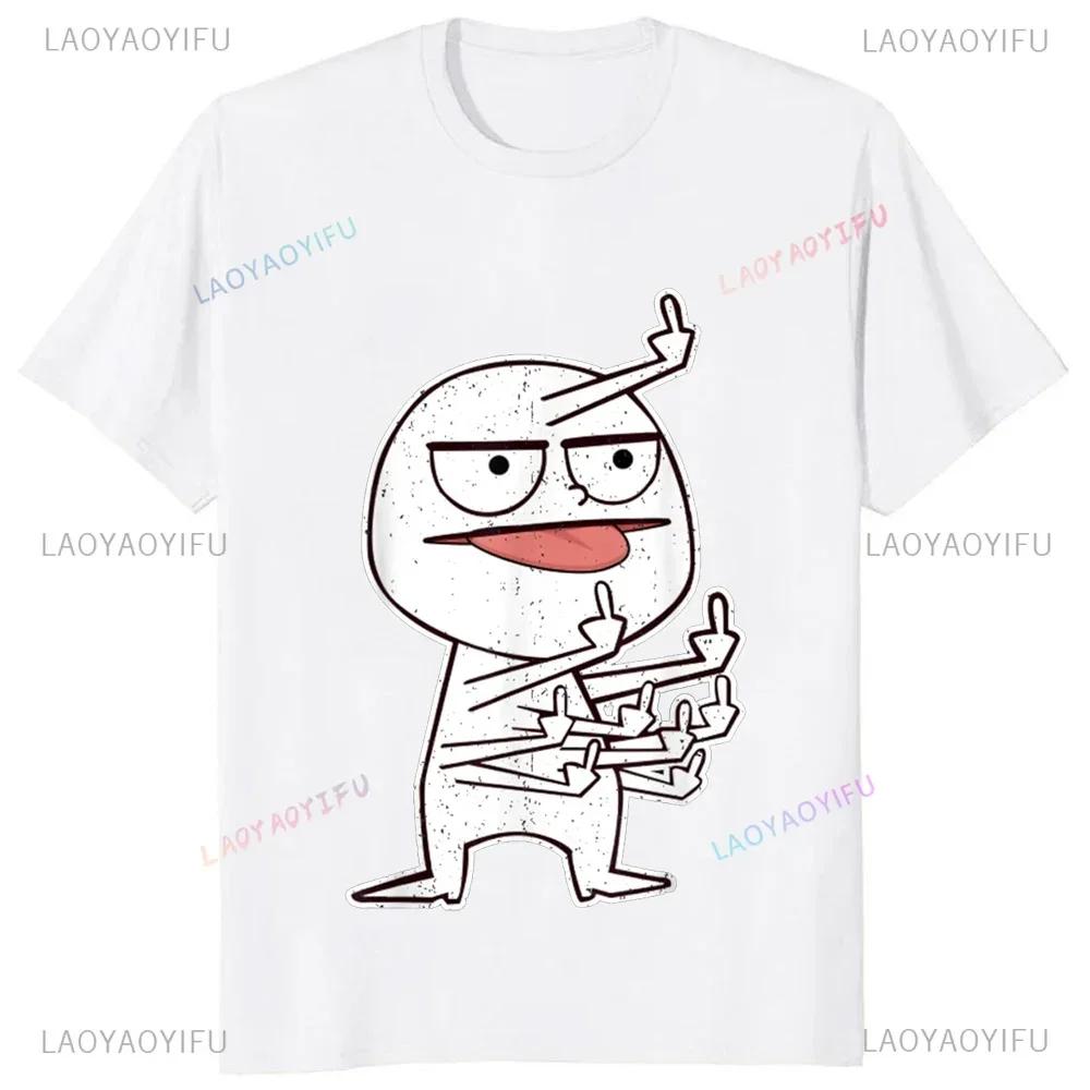 Cotton Middle Finger Funny Maniac Printed Man T Shirt Loose Casual Fashion Harajuku Hip Hop T-shirt Hipster Streetwear Comfort Clothing