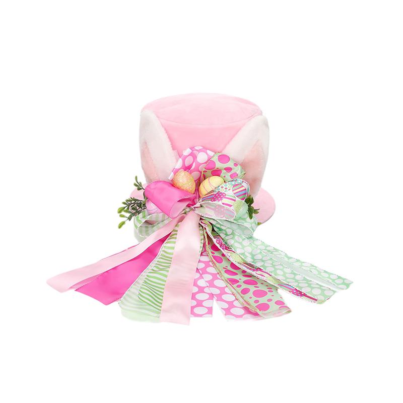 

Easter Bunny Top Hat Decoration - Pink & Green Polka Dot Ribbon Design with Mini Eggs розовый
