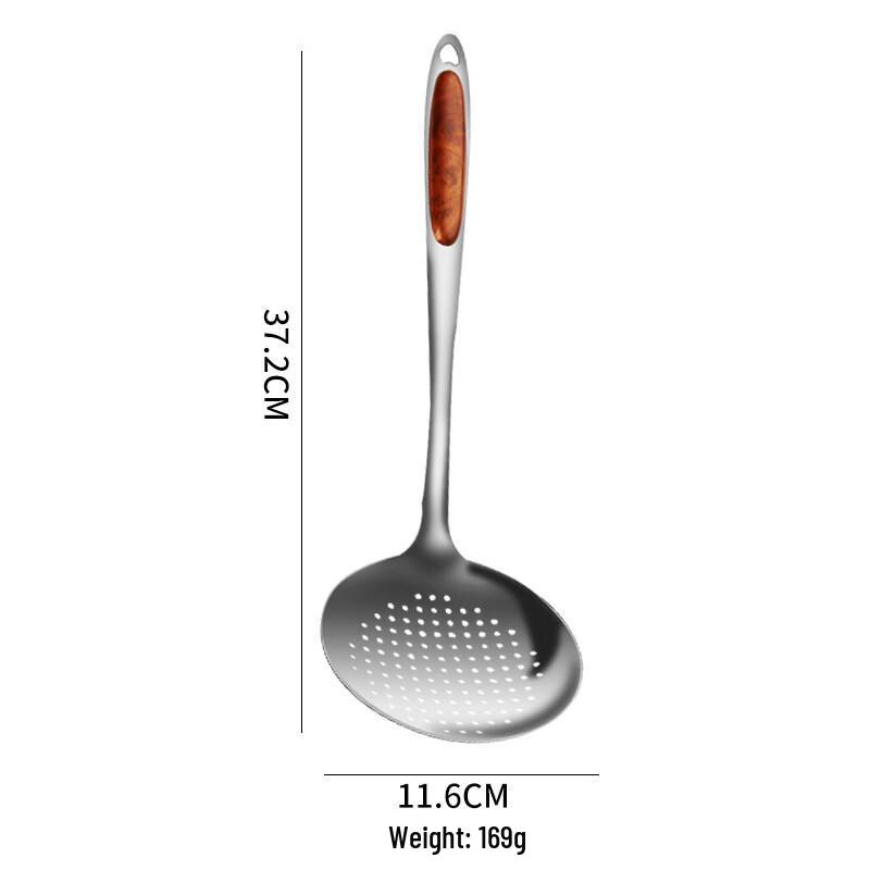 Ruhan Golden Peach Wood Stainless Steel Spatula & Ladle Set
