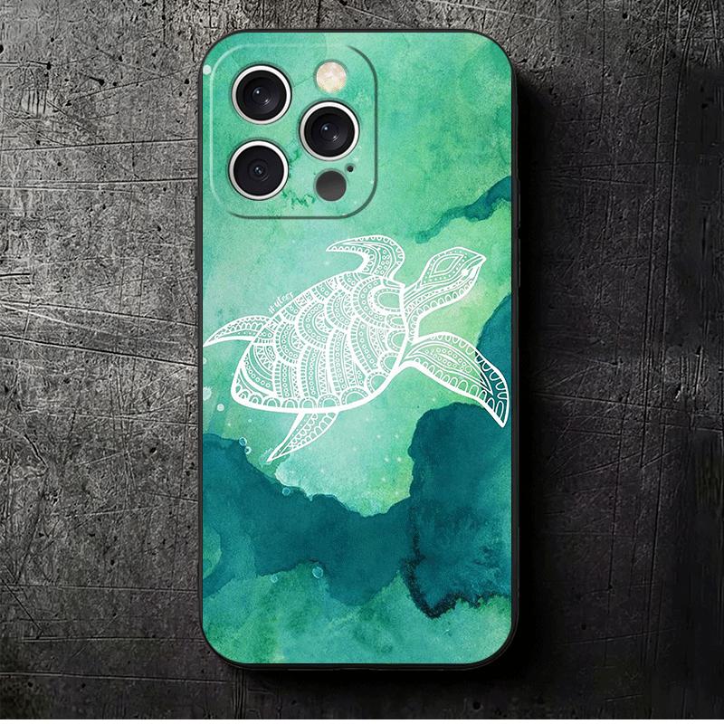 

Summer Sea Turtle Cute Soft Phone Case for iPhone 16 16E 17 Air 15 Pro Max 14 Plus 13 Mini 11 12 7 Black Cover Back Shell iPhone 17