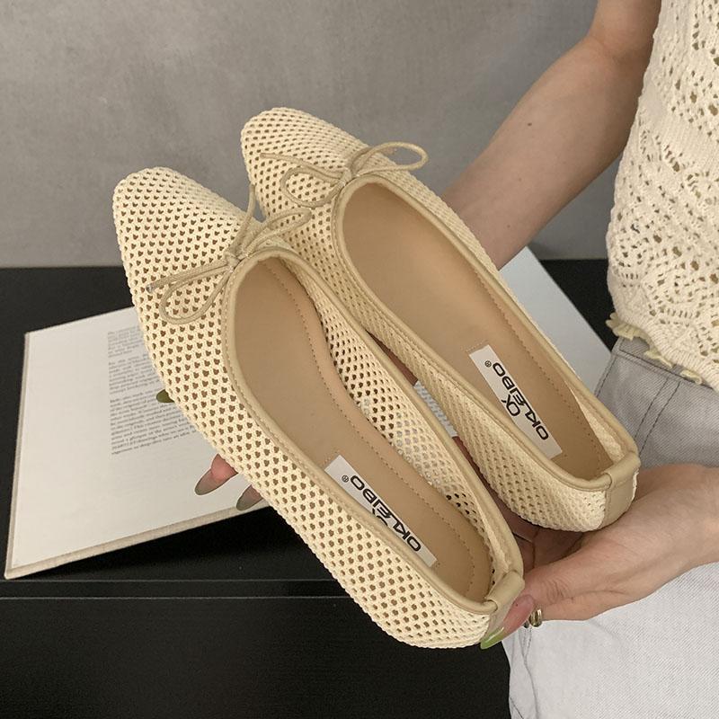 Fashion Luxury Footwear Mesh Ladies Flats Slip On Shoes Female Shallow Fashion Butterfly-Knot Women Ballet Flats Dance Shoes New 2025