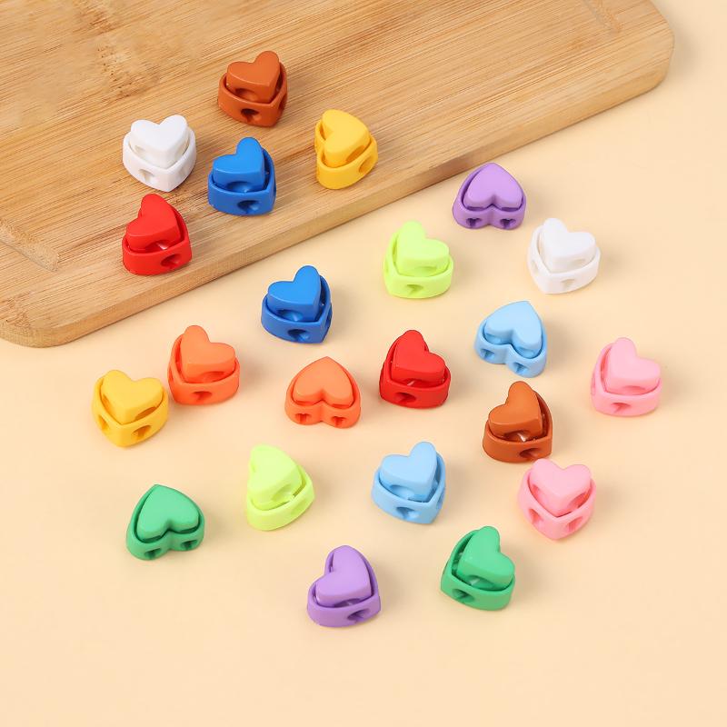5Pcs Colorful Garment Stoppers Heart-Shaped Plastic Cord Locks Double Hole Spring Toggle Anti-Slip Stoppers Garment Accessories
