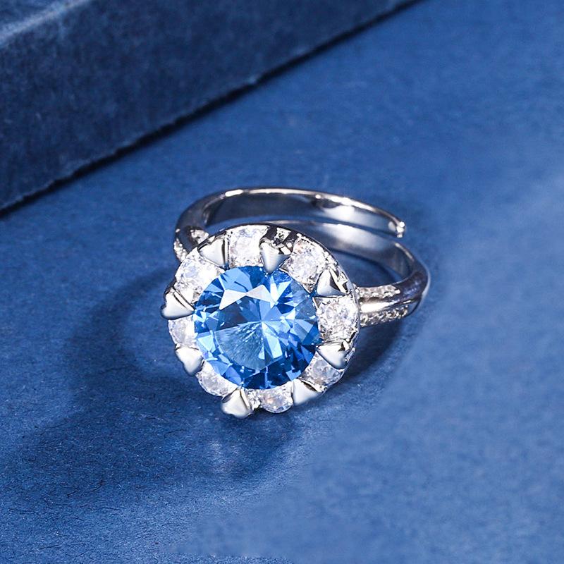 Jewelry Copper Bottom Gold-Plated Simulation Color Treasure Corundum Temperament Bow Ring Female 10Mm