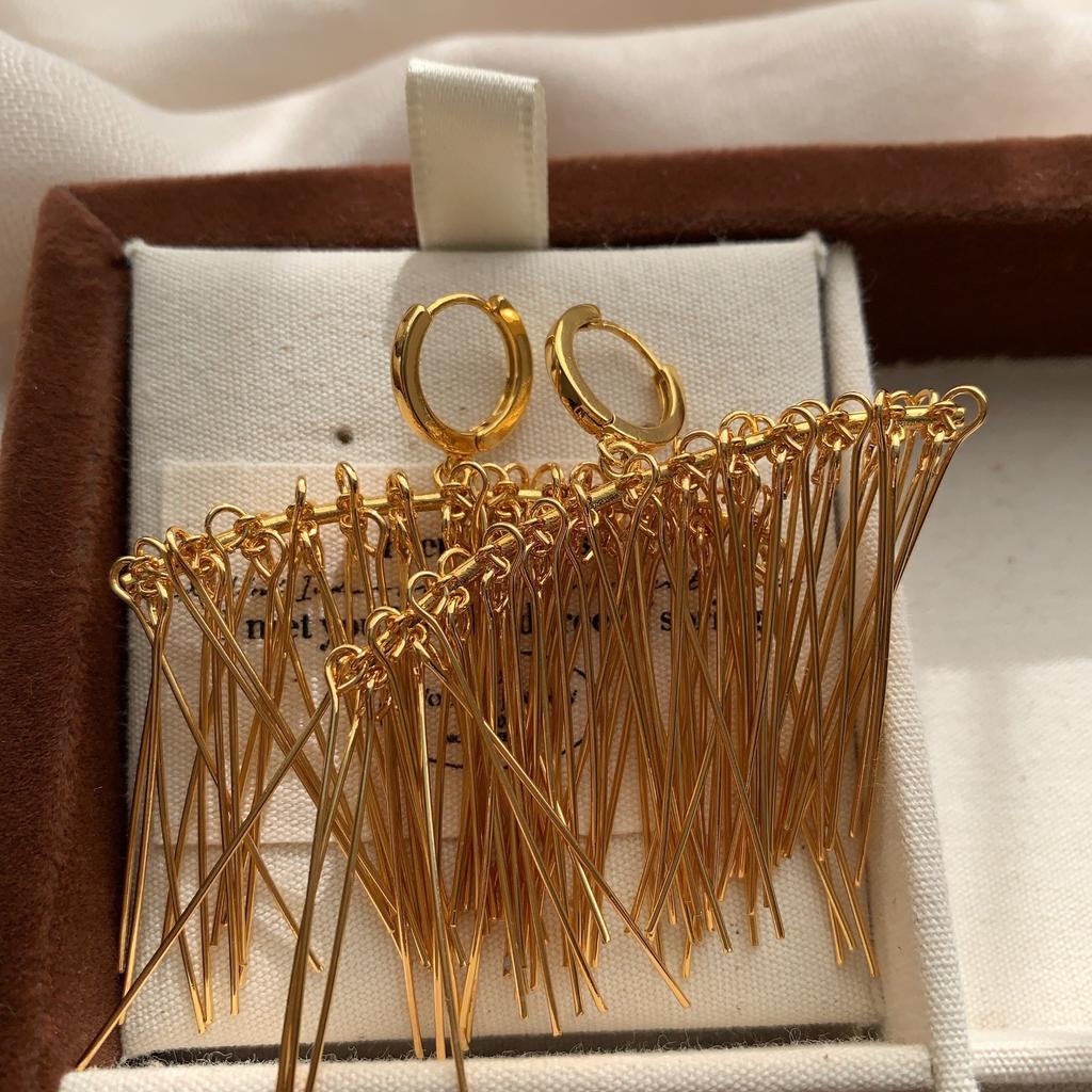 Unique Niche French Retro Cold Wind High-End Ear Buckle Brass 22K Real Gold Simple Circle Temperament Earrings