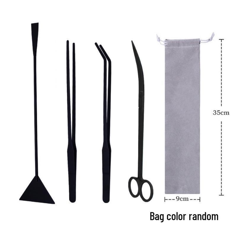 Aquatic Plant Trimming Kit: Stainless Steel Tweezers, Scissors, Clips, Flat Sand Shovel, Algae Scraper, Fish Tank Cleaning Supplies