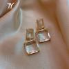 2026 New Transparent Glass Block Women's Earrings Luxury Party Jewelry Sexy Girls Unusual Christmas Earrings Fashion Accessories