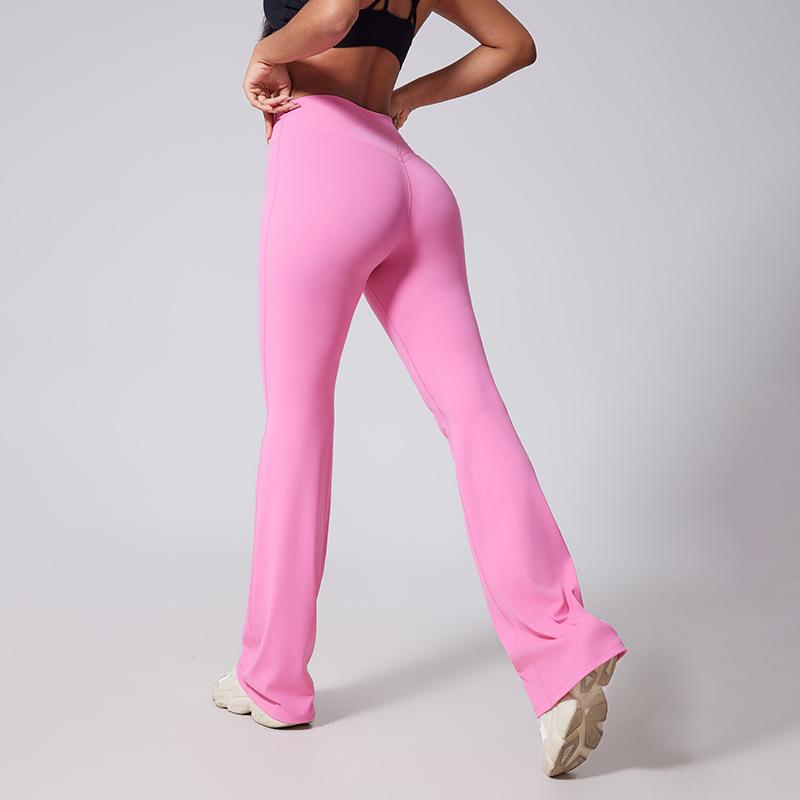Peach High Waist Butt-Lifting Flare Yoga Pants for Women - Micro Flare, Skinny Fit, Long Length Fitness Pants