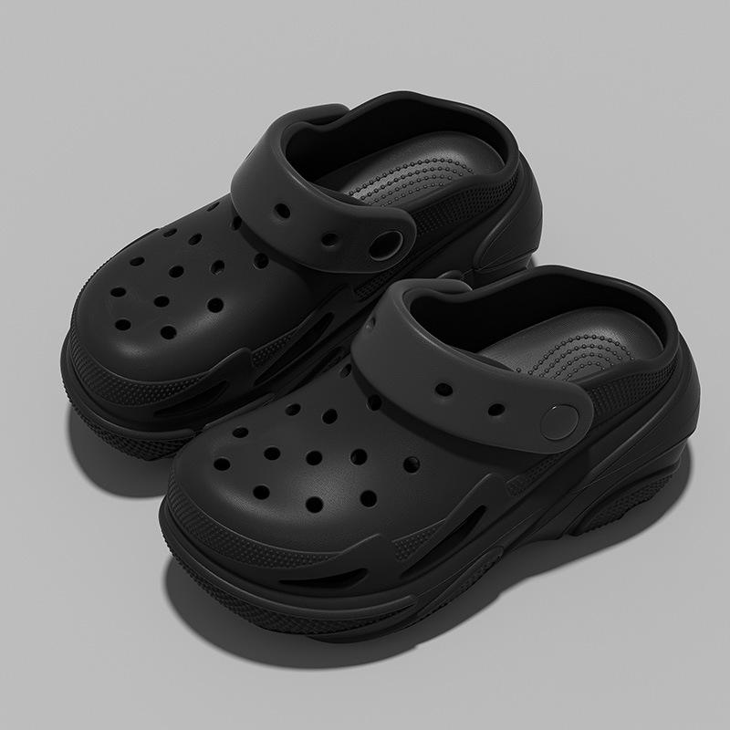 5.0 Height-increasing hole shoes PVC women's summer new cute muffin thick-soled non-slip bag head slippers
