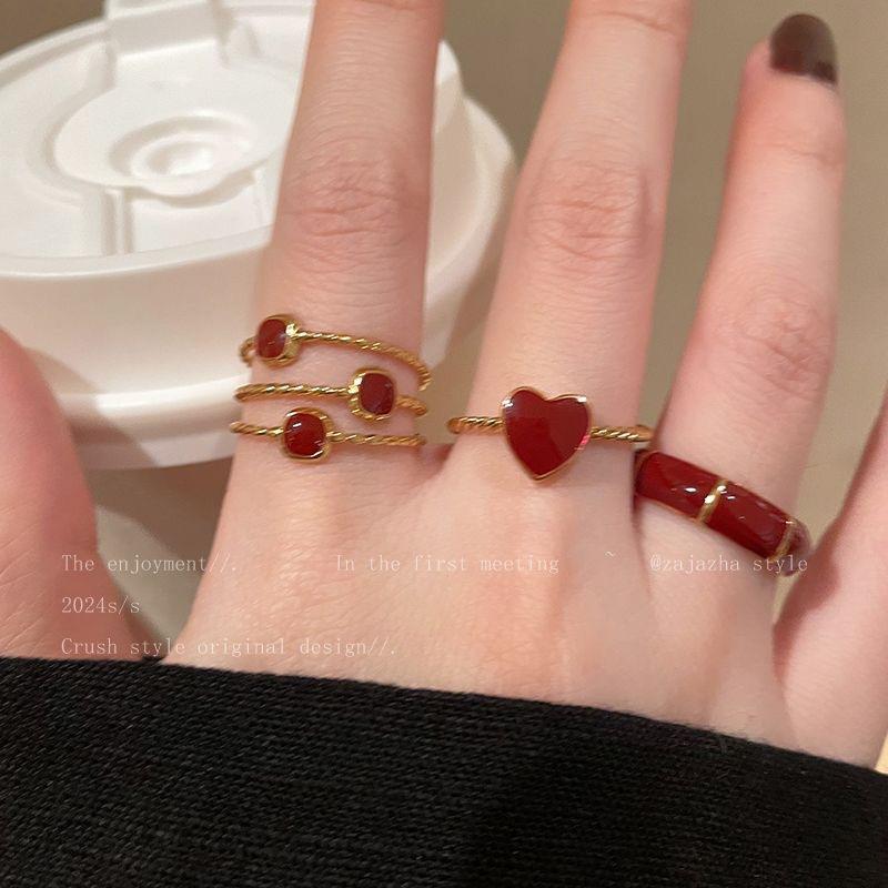 Niche Design Simple Double Layer Cross Set Ring Women's Ins Trendy Internet Celebrity Fashionable Personalized Adjustable Index Finger Ring