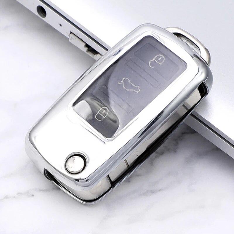 Husă pentru chei de mașină din TPU moale, breloc pentru chei pentru VW Volkswagen Polo Golf Passat B5 B6 B7 Beetle Caddy Up Eos Tiguan pentru Skoda Octavia