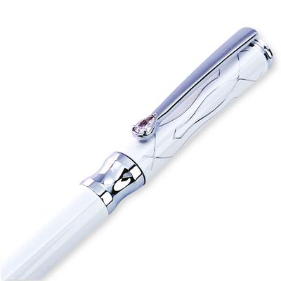 LACHIEVA LUX Beliebte Luxus Schreibgeräte Schreibwaren Geschenk Luxuriöser Metall-Kugelschreiber mit Schweizer Kristall-Clip ein schwarzes und ein weißes Set
