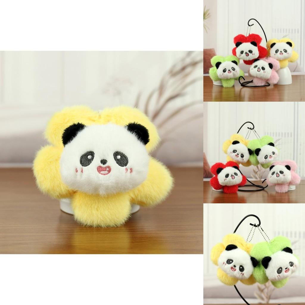 Adorable Colorful Panda Plush Keychain Accessory With Cute Flower Design For Bags