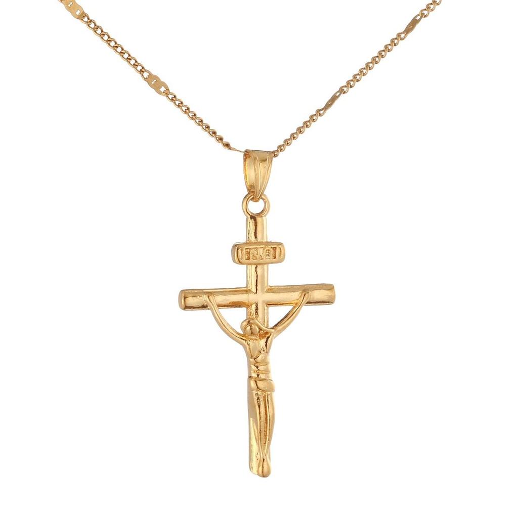 Buy Gold Color Cross Crucifix Necklace 