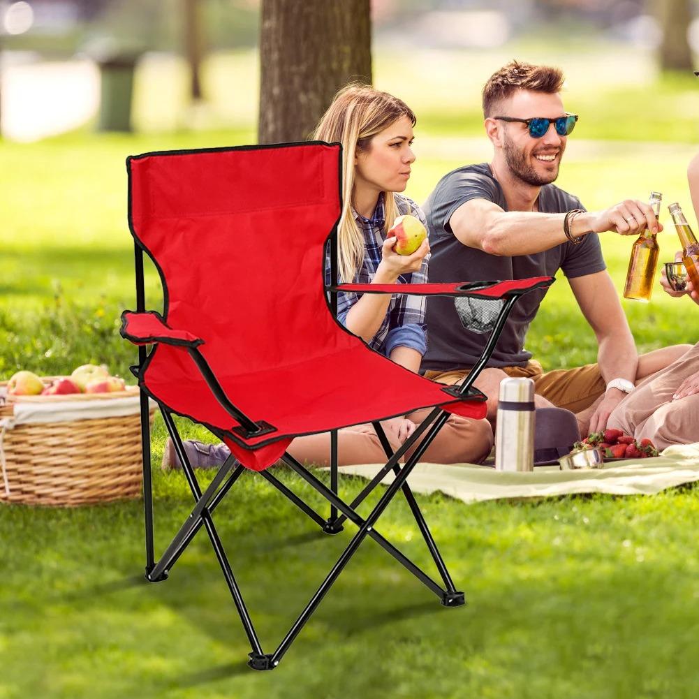 Portable Outdoor Foldable Chair Camping Chair with Bottle Holder Picnic Oxford Cloth Chairs BBQ Festival Beach Fishing Chairs Outdoor Chair