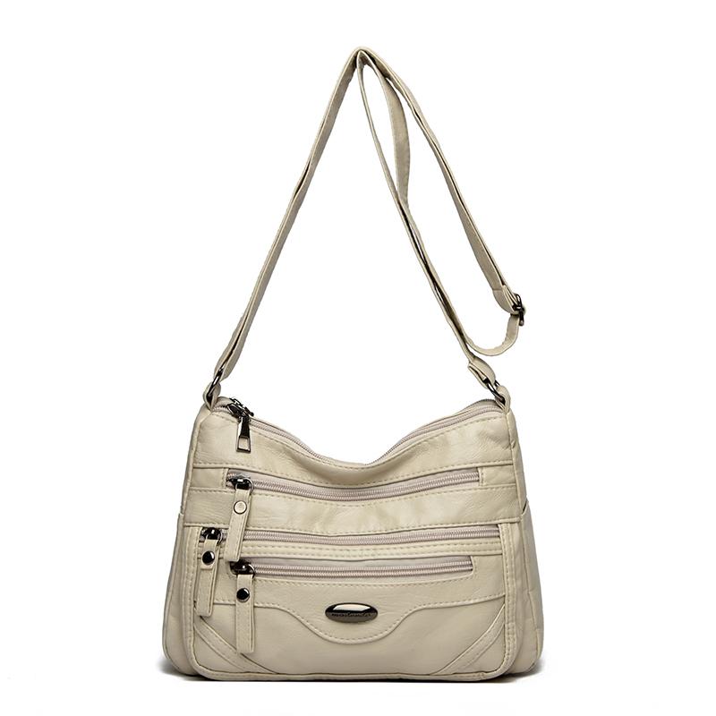 PU Umhängetasche Damen Schultertasche Mehrere Fächer Tasche für Mütter mittleren Alters