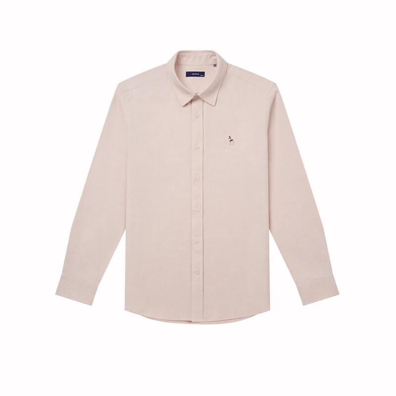 HAZZYS Men's Brushed Warm Pure Cotton Long-Sleeve Shirt ASCZK1CDX45