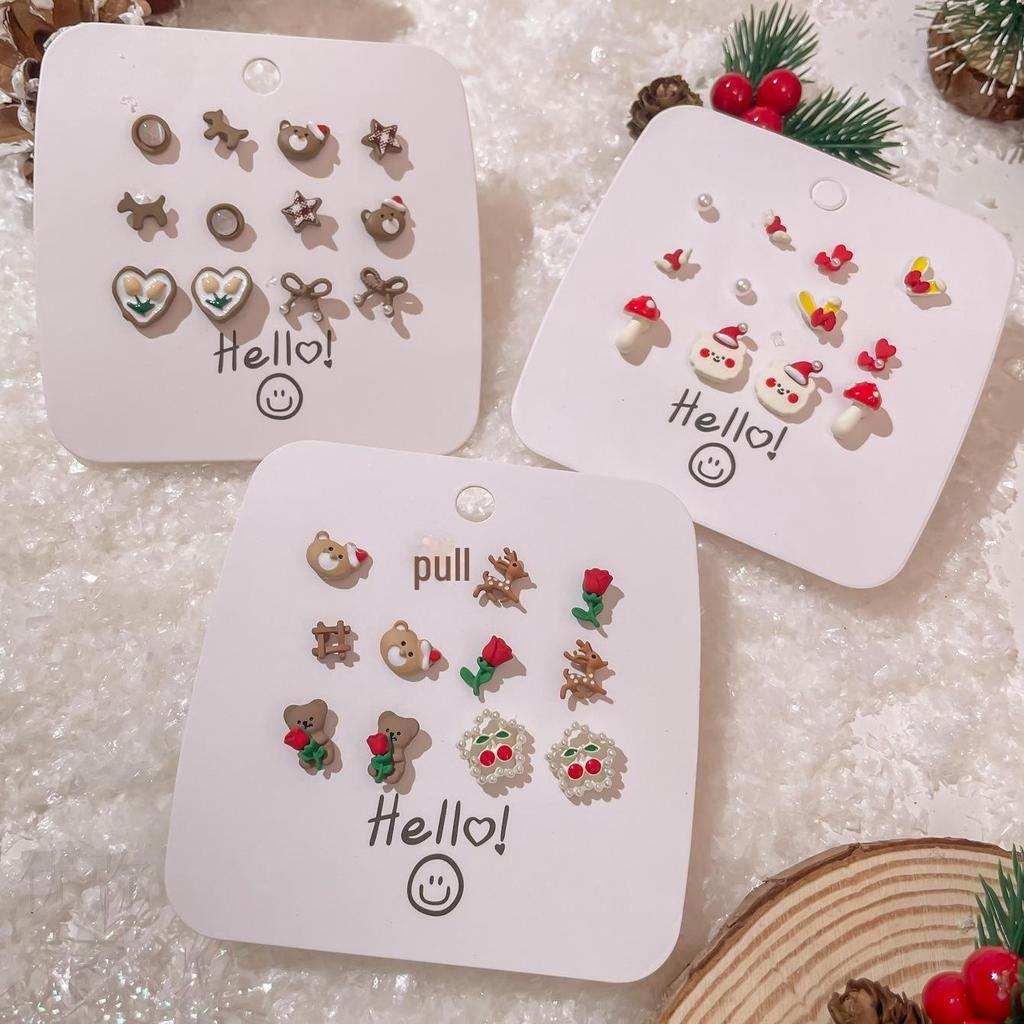 Autumn/Winter Cute Little Bear Rose Silver Needle Earrings - High-End Maillard Ins Style