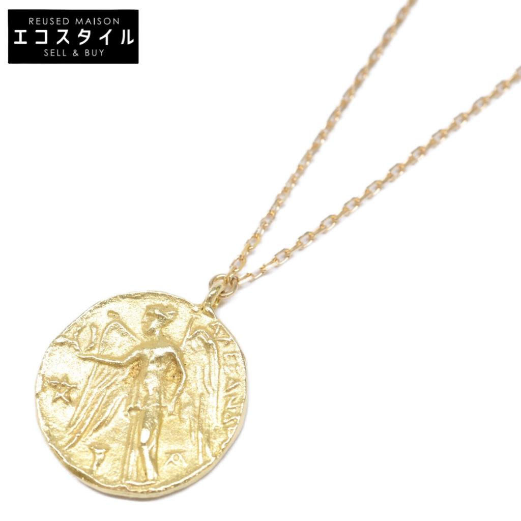 MARIHA [1102221006] K18 Ancient Memories Gold Necklace Athena/Angel Rectangle Chain 17.7" Necklace Yellow GoldUsed