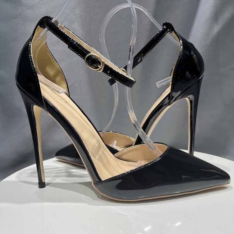 Black Ankle Strap Buckle Women Pumps Customized Heled Thin High Heels Sexy Shoes Parties Shoes For Women Big Size 35-45