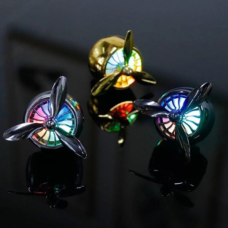 Car Conditioning Smell Air Freshener Alloy LED Auto Vent Outlet Perfume Clip Fresh Aromatherapy Fragrance Atmosphere Light