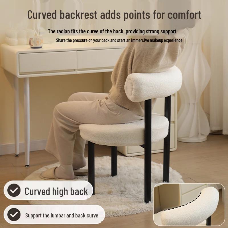 Luxury Makeup Stool: Bedroom Dressing Table Chair with Backrest for Comfortable Manicures