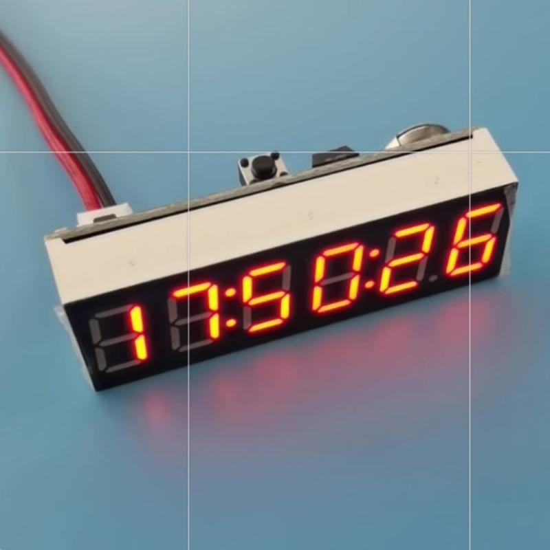 

0.36 Inch 6-Digit Clock Led Digital Electronic Clock W Second Display Time Format 12/24Hour Power Off Memory Diy Dc 5V 12V Car червоний