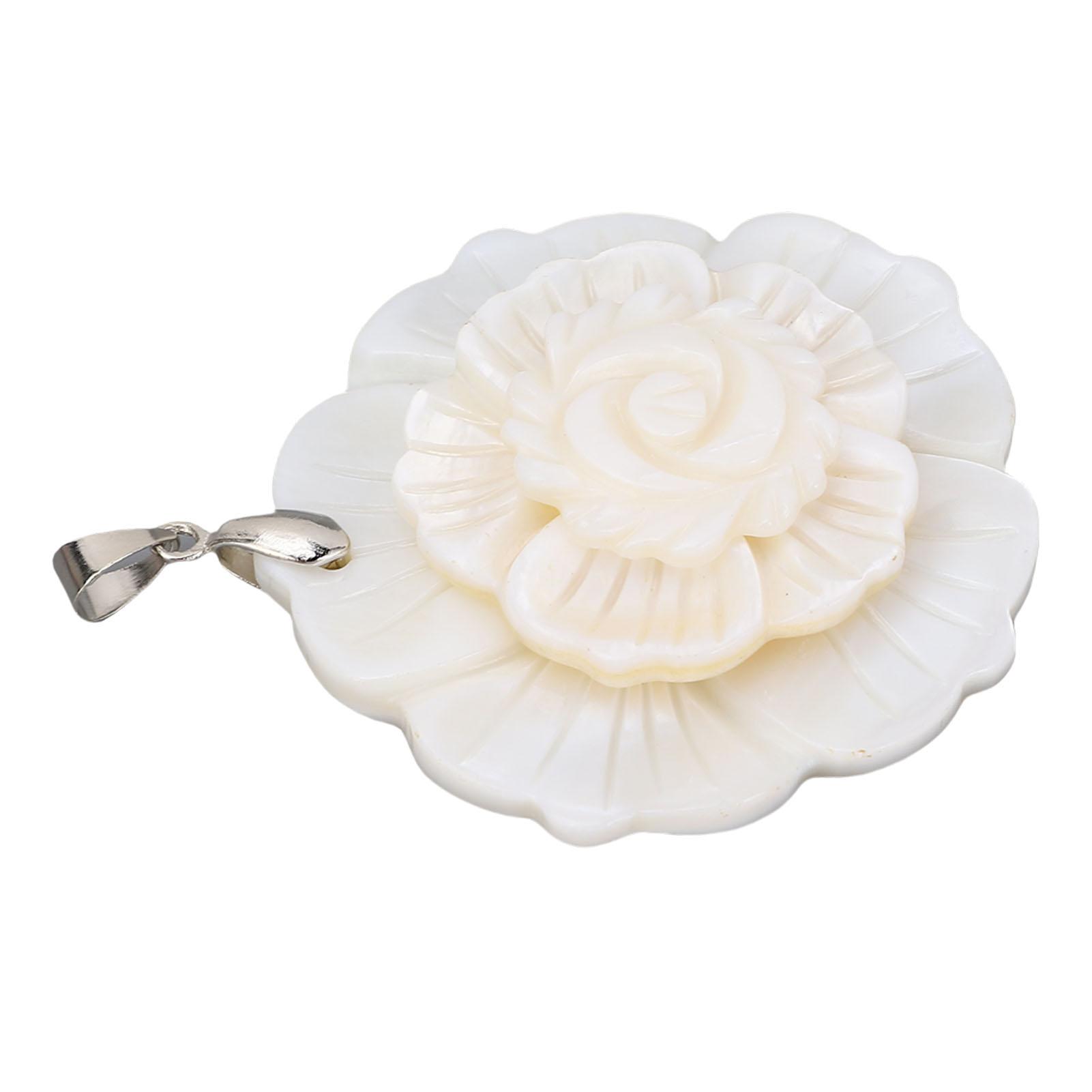 

Abalone Shell Pendant Seashell Jewelry Necklace Decoration Accessories 3 Layered Flower White білий