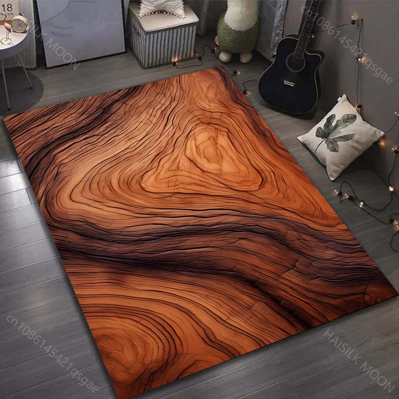 Soft Wood Grain Printing Carpet for Bedroom Living Room Bedside Sofa Floor Mat Modern Home Decor Space Area Rug Large Size