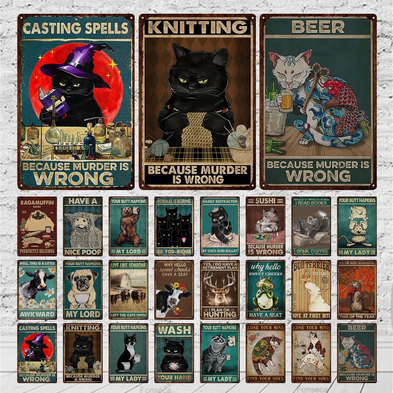 Język migowy zwierząt Kolorowy metalowy znak Dekoracja pokoju Bar Plakat ścienny Puszka Retro Zardzewiały napój Żelazo Piwo Dekoracja hotelu