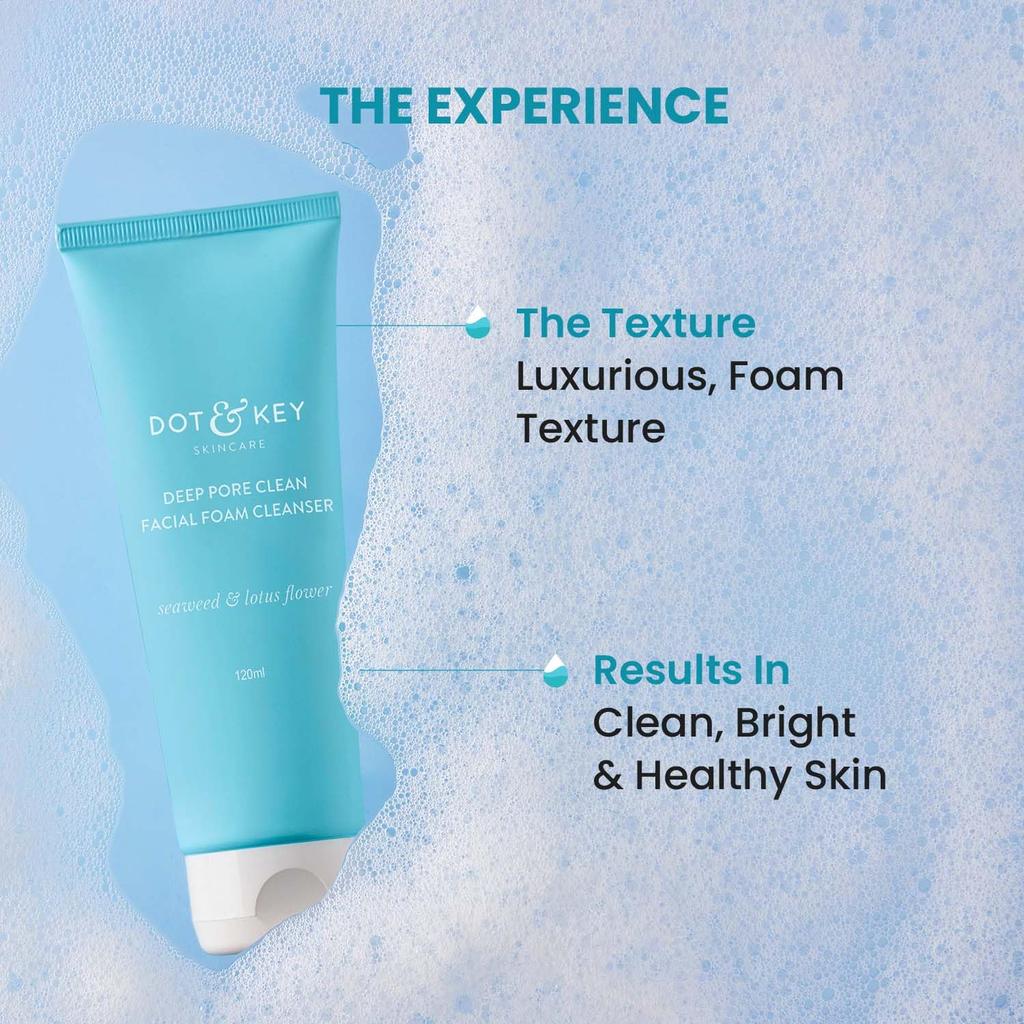 Dot & Key Deep Pore Clean Schaumiges Gesichtswaschmittel 100 ml Packung mit 1 Stück für den täglichen Gebrauch Minimiert Poren Kontrolliert Öl Feuchtigkeit