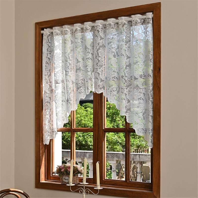 Half Sheer Lace Curtain With Florals Styles Window Dressing Solution Soft Filtering Home Decoration
