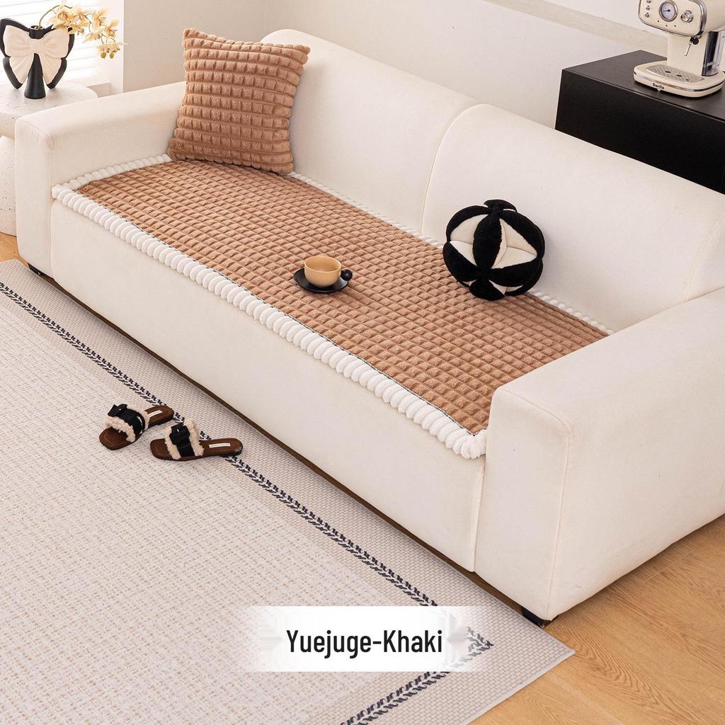 2025 New Winter Plush Thick Leather Non-Slip Sofa Cushion Cover