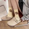 5 Pairs Autumn-Winter Cotton Mid-Tube Socks Ruffled Cartoon Design for Women